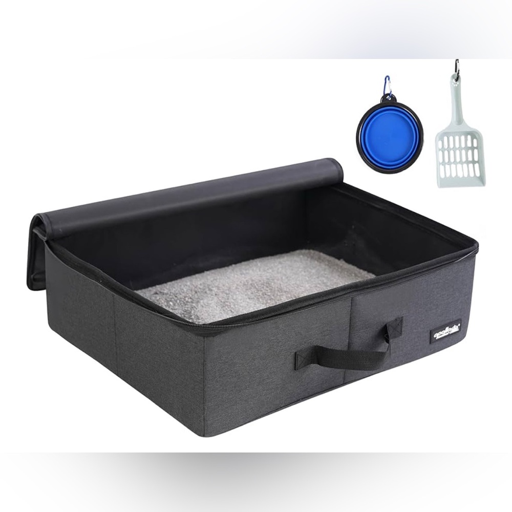 NEW Portable Cat Travel Litter Box Zipped Waterproof Bag Collapsible Carrier
